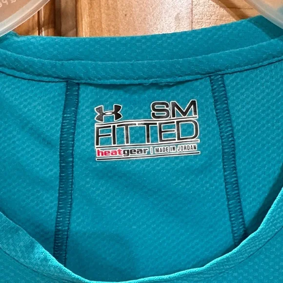 Under Armour HeatGear Fitted Long Sleeve Top Small Teal Thumbholes Athletic - Picture 2 of 5
